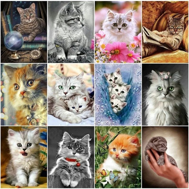 

Diamond Painting Cat Full Square Diamond Embroidery Animals Picture of Rhinestone Cross Stitch Diamond Mosaic Wall Home Decor