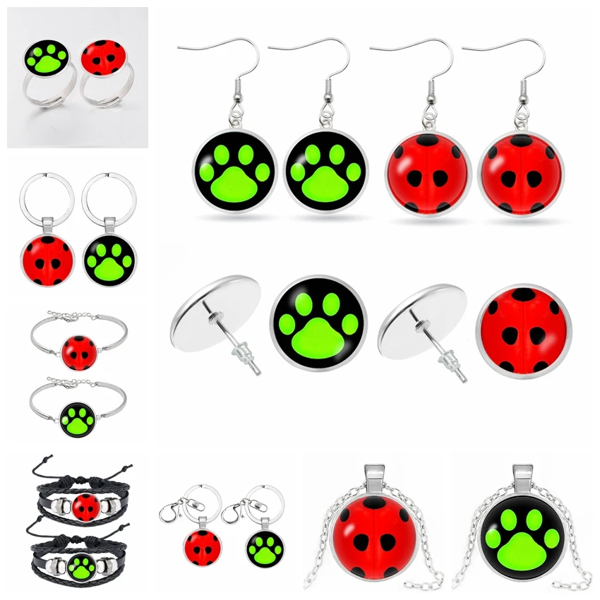 Серьги гвоздики в виде божьей коровки стеклянные круглые серьги с животными для