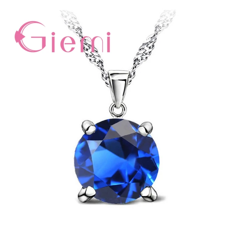 4 Claws blue 8 цветов, классические украшения принцессы для свадьбы, помолвки, 925 пробы, серебро, AAA, карамель, кубический циркон, камень, подвески, ожерелья - Окраска металла: 4 Claws blue