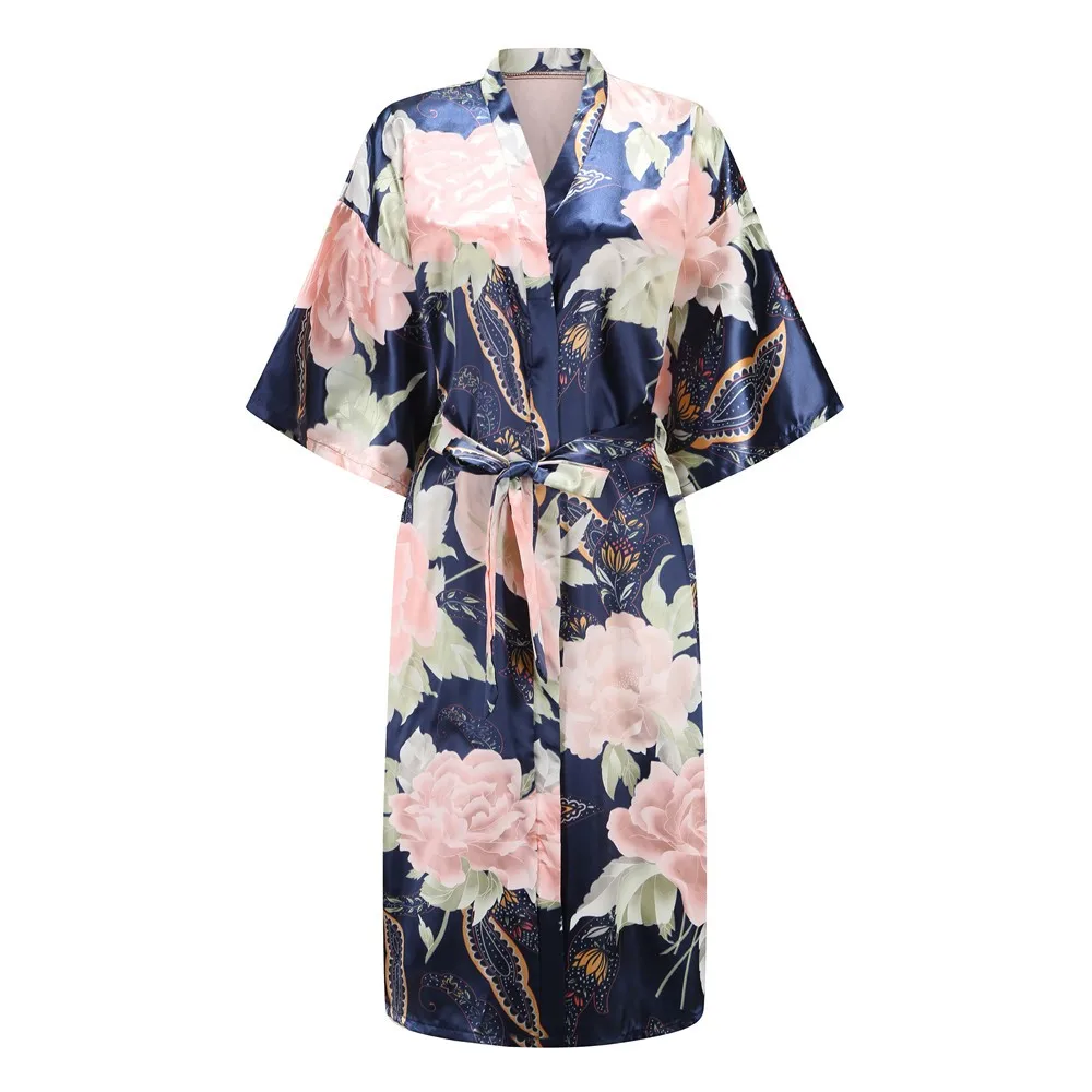 Сексуальный серый женский летний Повседневный Халат длинный халат Женская