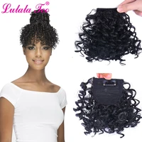 short afro kinky curly bang for woman fake fringe hairpiece wig natural black synthetic clip in hair extension