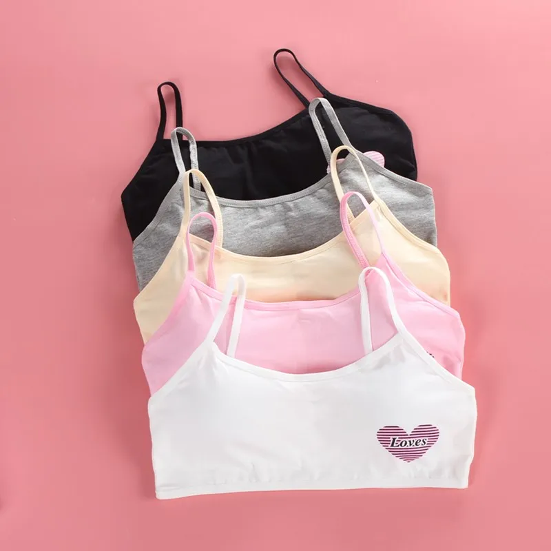 

Girls Sport Bra Cute Cotton Topic Teenage Training Underwear Natural Sling Fahsion Vest 5 Colors