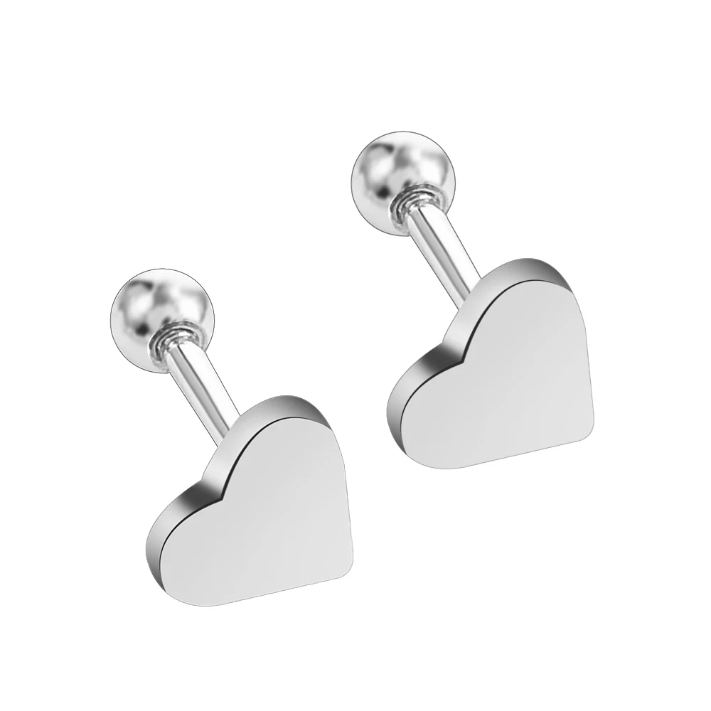 silver Ювелирные изделия для пирсинга из 2шт, серьги-гвоздики, хрящевая спираль в форме сердца, серьги-гвоздики для женщин, вечерние ювелирные изделия - Окраска металла: silver