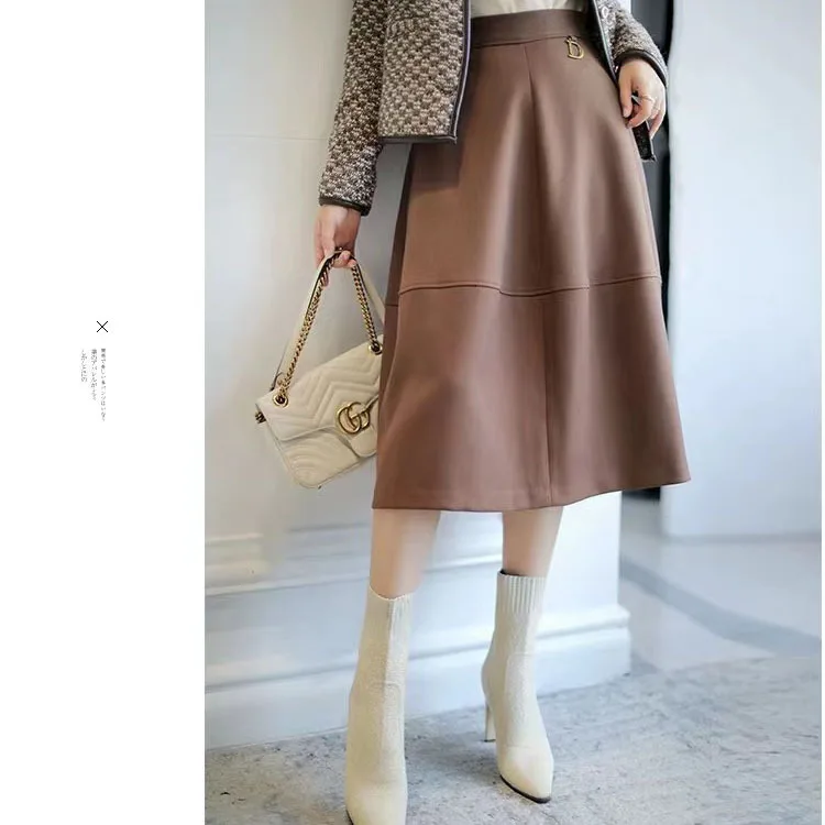 

Женская юбка средней длины, элегантная Однотонная юбка-зонтик в стиле ретро, Осень-зима 2021