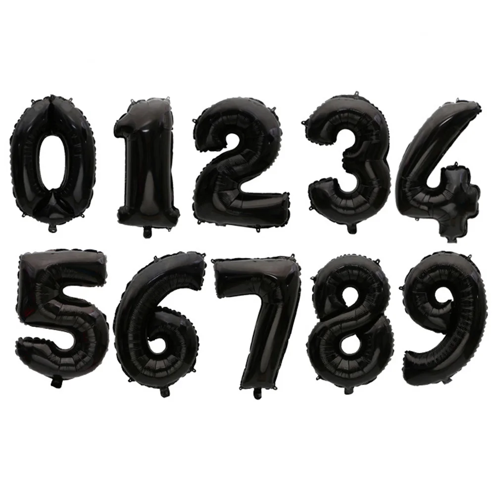 Black 1PC 16'' 32'' 40'' Number Foil Balloon Helium Balloons Birthday Party Decoration Kids Decor For Home New Year Christmas Navidad - Цвет: Black