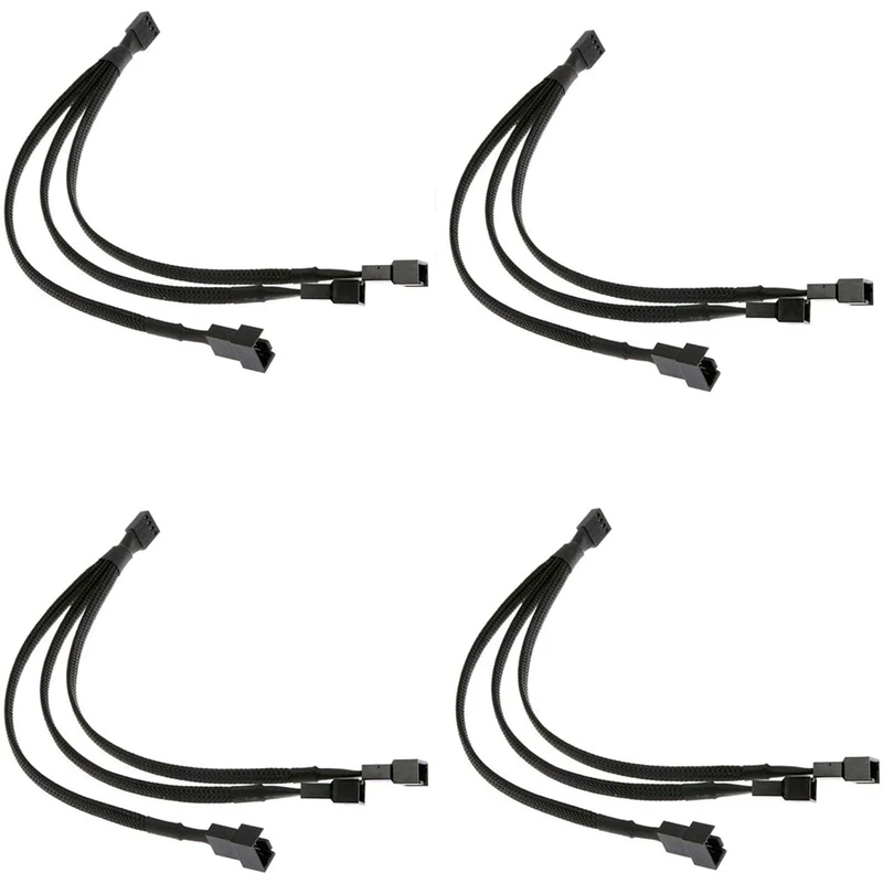 

PWM Fan Splitter Cable 4 Pin Fan Splitter Cable 1 to 3 Converter Braided Y Splitter PC Fan Extension Power Cable(4 Pack)