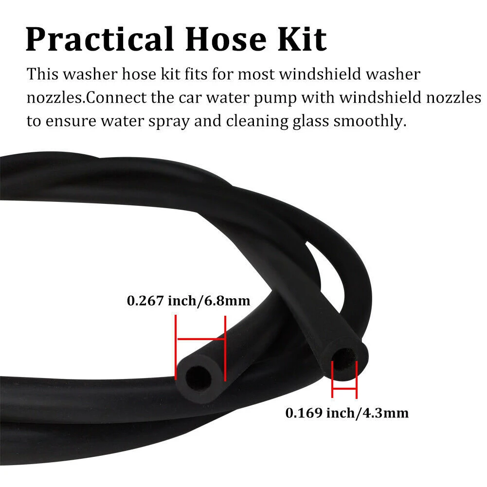 

5pcs/set Auto Wiper Blade Windshield Washer Hose Pipe Rubber Black 2M Nozzles Fluid Hose Water Pipe Connectors Car Accessories
