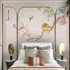 Настенная ткань в китайском стиле на заказ, фотообои с пионами для гостиной, спальни, телевизора, дивана, настенное покрытие, домашний декор