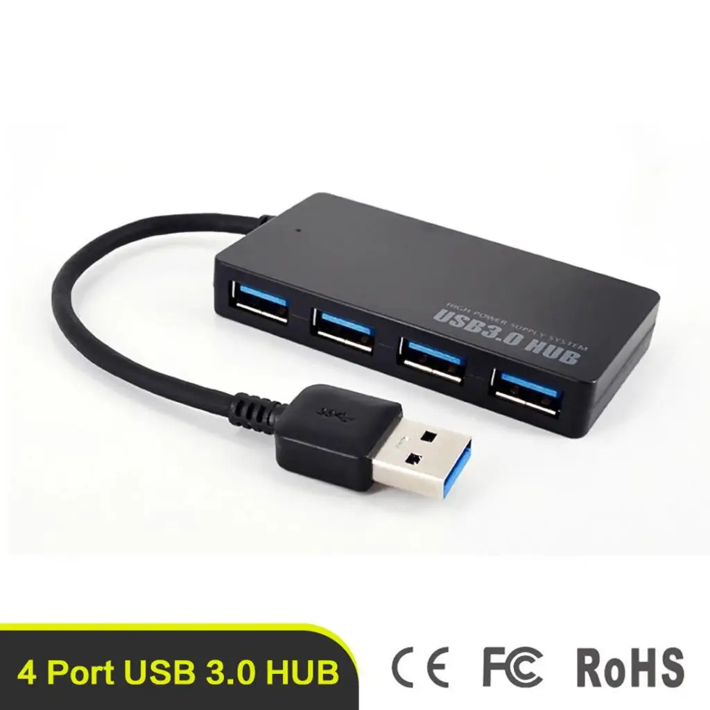 

Universal 4 Ports USB 3.0 Hub Adapters Adaptors Fast Speed For PC Mac Laptop