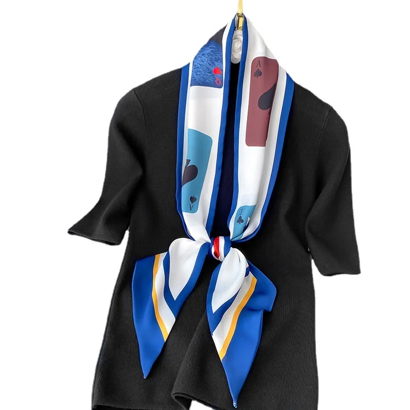 

Korean-Style Flower Fashion Multi-Function Small Silk Scarf Women Narrow Neckerchief Tie Hair Band women skinny scarf