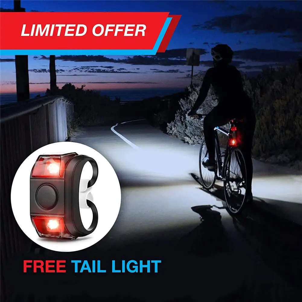 

Bicycle USB Charging Headlight Night Cycling Lights Super Bright LED Light 1200mAh 3 Working Modes Cycling Equipment