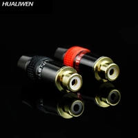 2pcs high quality rca connector gold plated rca plug jack socket audio adapter blackred in 1pair speaker plug