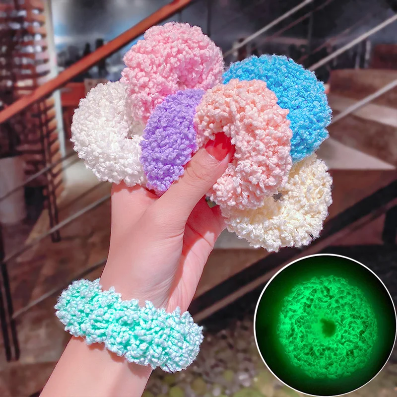 

New Arrivals Women Glow Scrunchie Elastic Hair Band Girls Hair Gum Ponytail Holder Bands Headwear Hair Accessories Headband