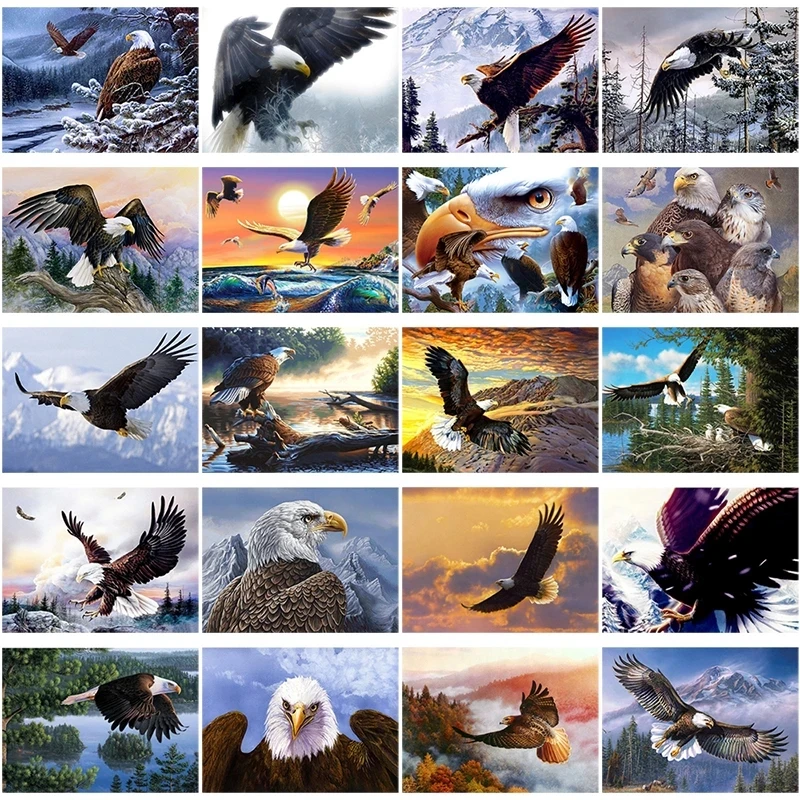 

PDMDOG DIY 5D Diamond Painting Eagle In Sunset Sky Full Round Square Rhinestones Diamond Embroidery Animal Bird Cross Stitch