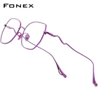 FONEX  Оправа для очков из чистого титана, женские модные брендовые дизайнерские оверсайз квадратные очки по рецепту, очки для близорукости 8561