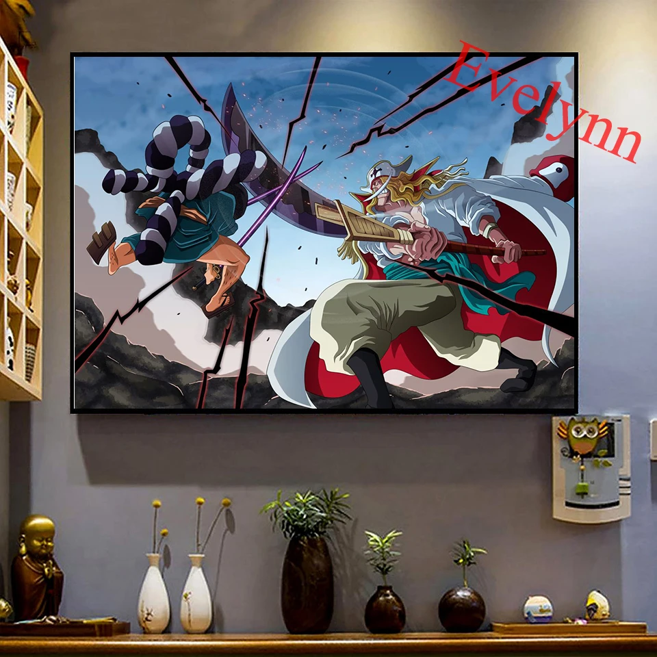 

Japanese Anime Poster One Piece Edward Newgate Wall Art Canvas Painting Print Modular Pictures for Living Room Floating Frame