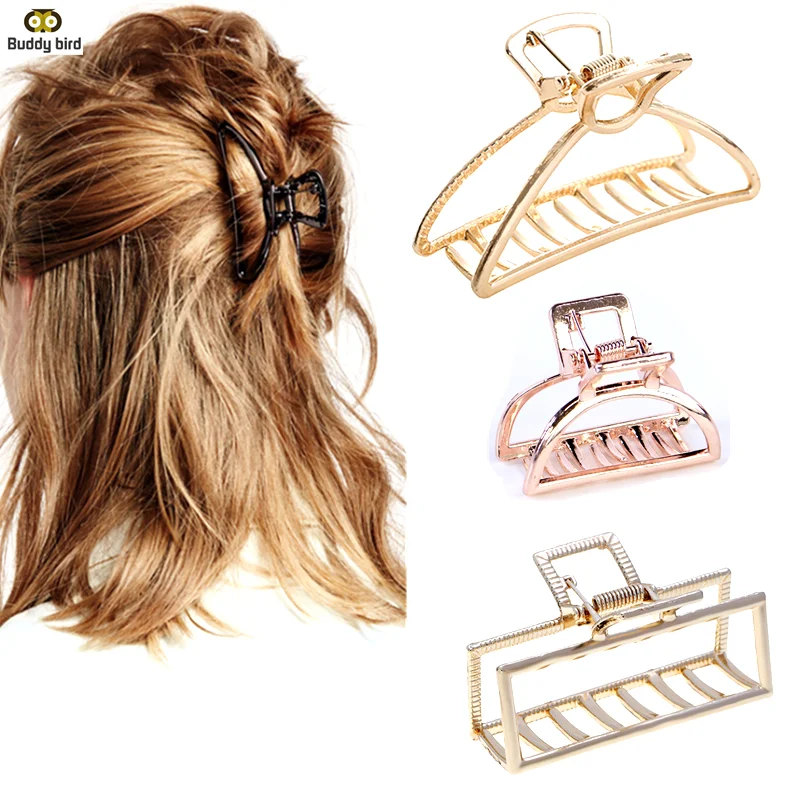 Простая Женская Геометрическая заколка для волос зажим в форме краба и Луны