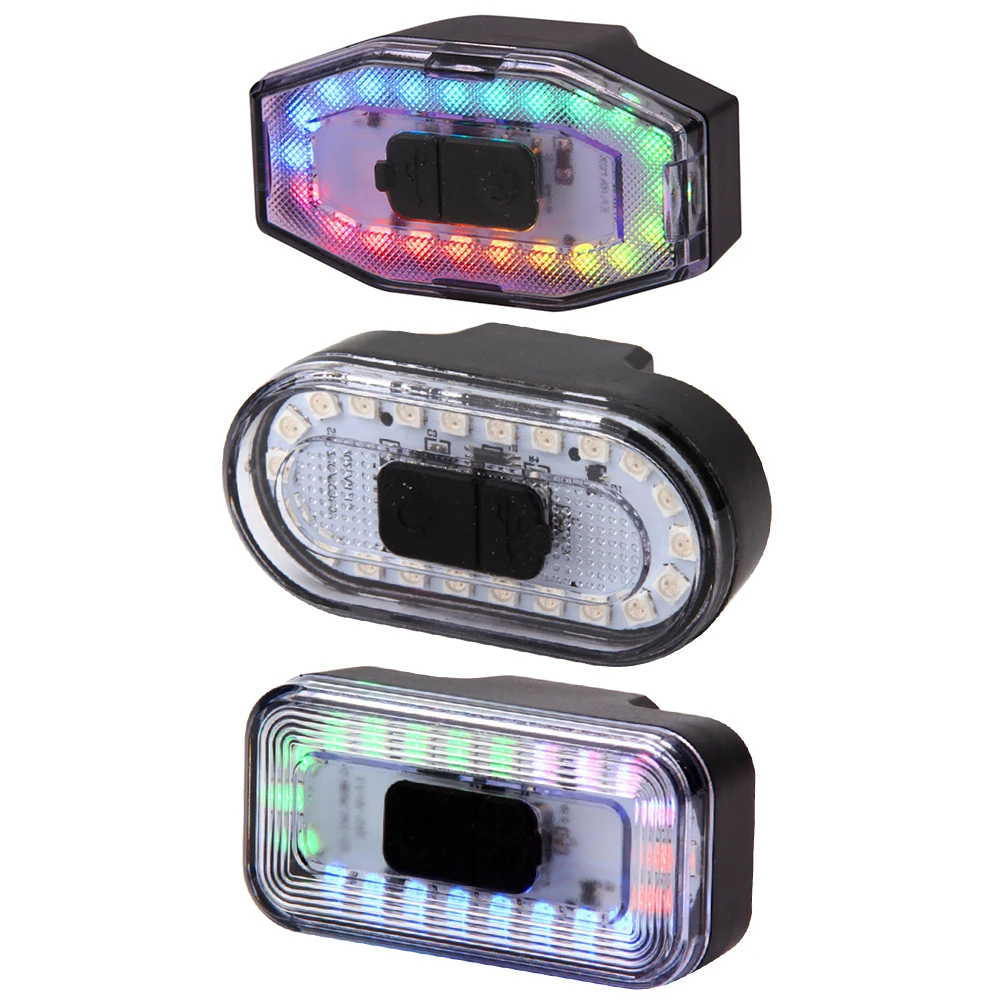 

60LM LED Mountain Bike Tail Light USB Rechargeable Colorful Dazzling Night Riding Bicycle Safety Warning Lights
