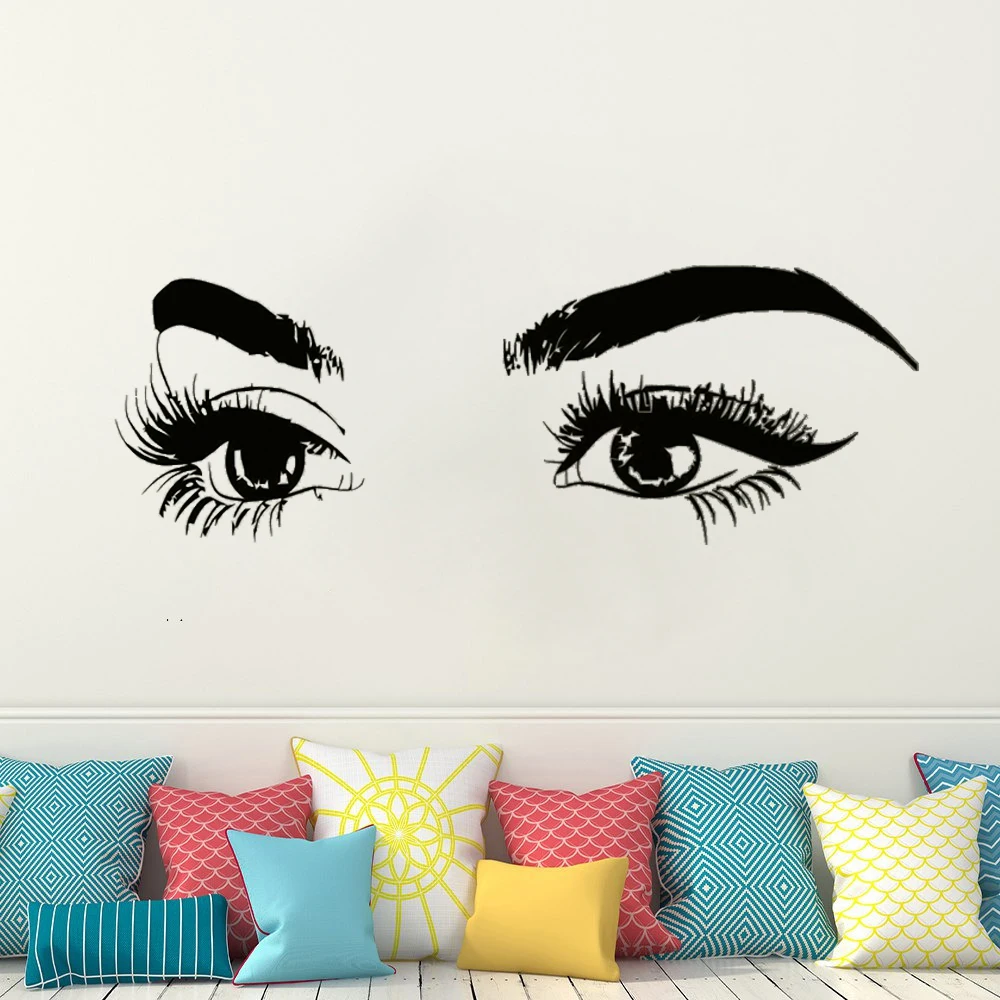 

Lash & Brows Eyes Quote Wall Stickers Fashion Vinyl Eyelashes Decals For Girls Bedroom Eyebrows Store Beauty Salon Decor DW4377