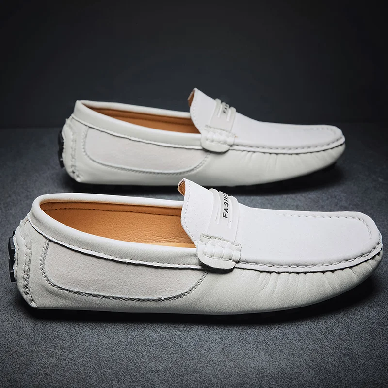 

Men New Fashion Pig Skin Soft Casual Shoe Hombre Breathable Comfy Leather Loafer Moccasins Male Slip-on Leisure Driving Shoes