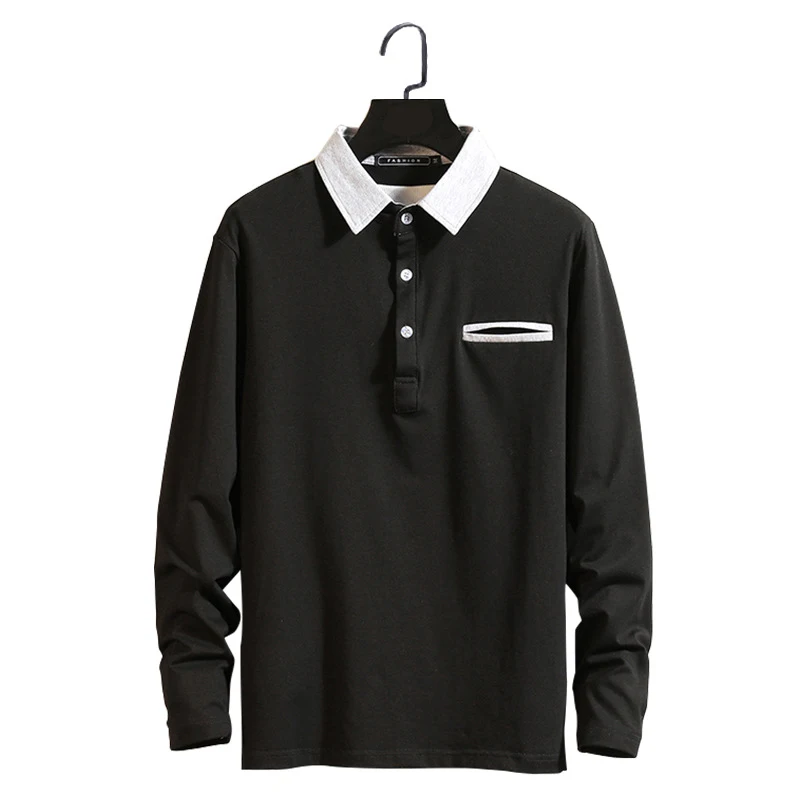 Мужские рубашки поло с длинным рукавом одноцветные для мужчин s Camisa Polo модные