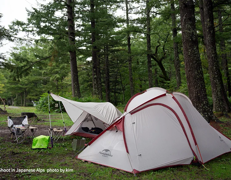 Naturehike outdoor Tent Ultralight Double Layers Aluminum Rod Camping Tent NH family tents Two rooms