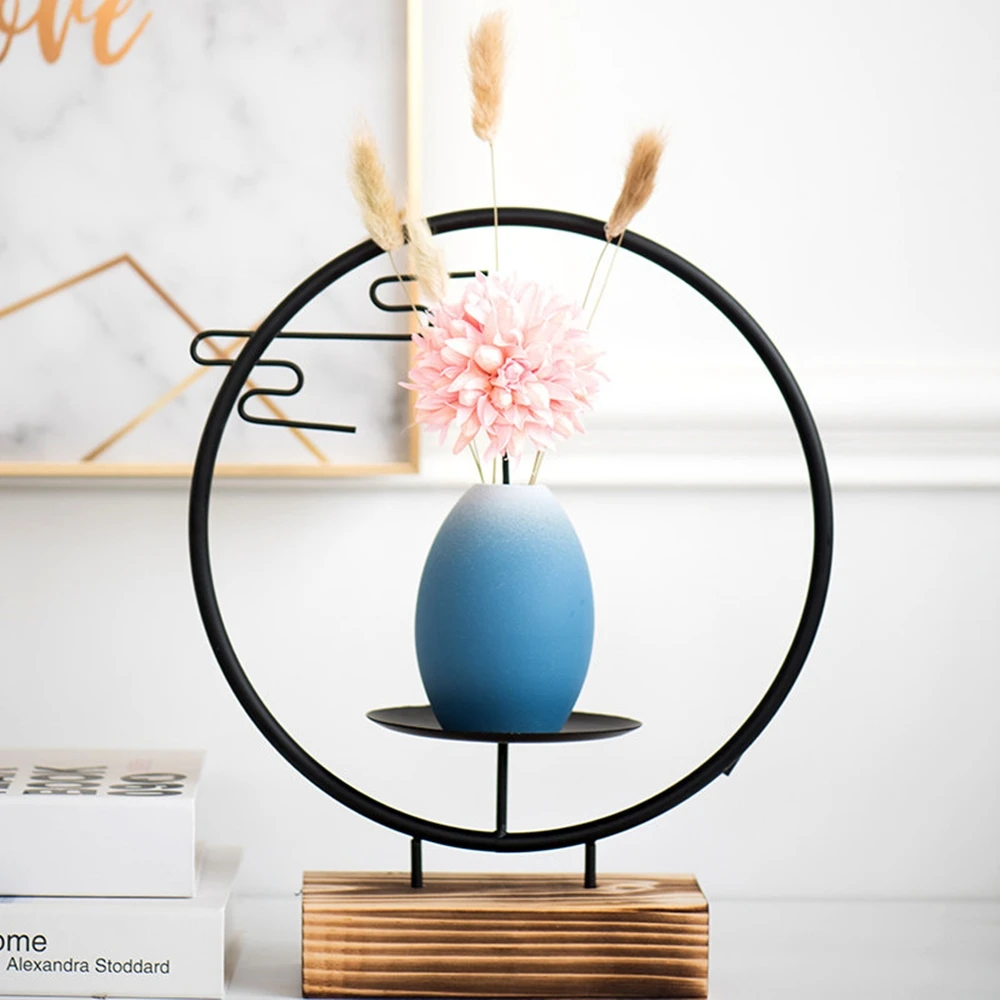 

B-LIFE Unique Rectangle Ceramic Flower Vase Light Frosted Blue Decorative Floral for Home Decor Table Top Centerpieces Arranging