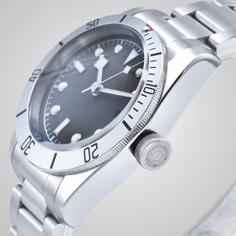 ЧАСЫ 41 мм Бесплатная доставка Дайвинг автоматический механизм Bay серебряный