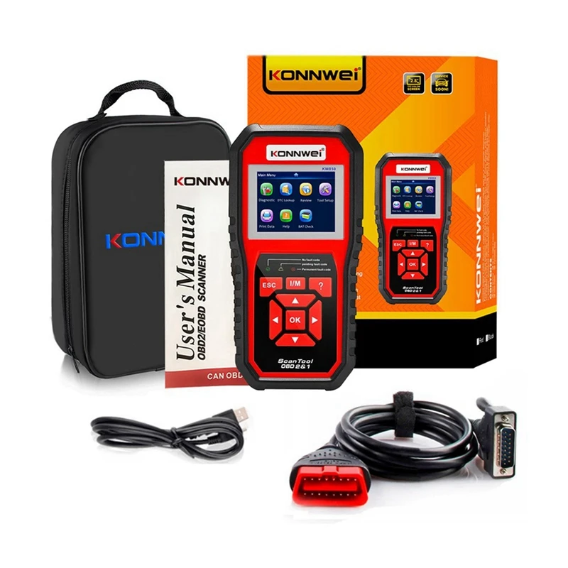 

Автомобильный диагностический сканер KW850 OBD2, диагностический сканер для всех автомобилей после 1996 г., считыватель кодов с функциями OBDII, тес...