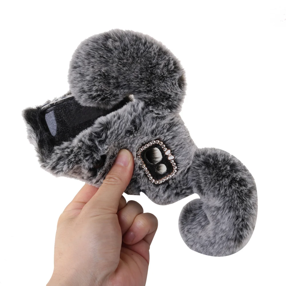 Мягкий плюшевый чехол для телефона с рисунком собаки милый Модный зимний теплый