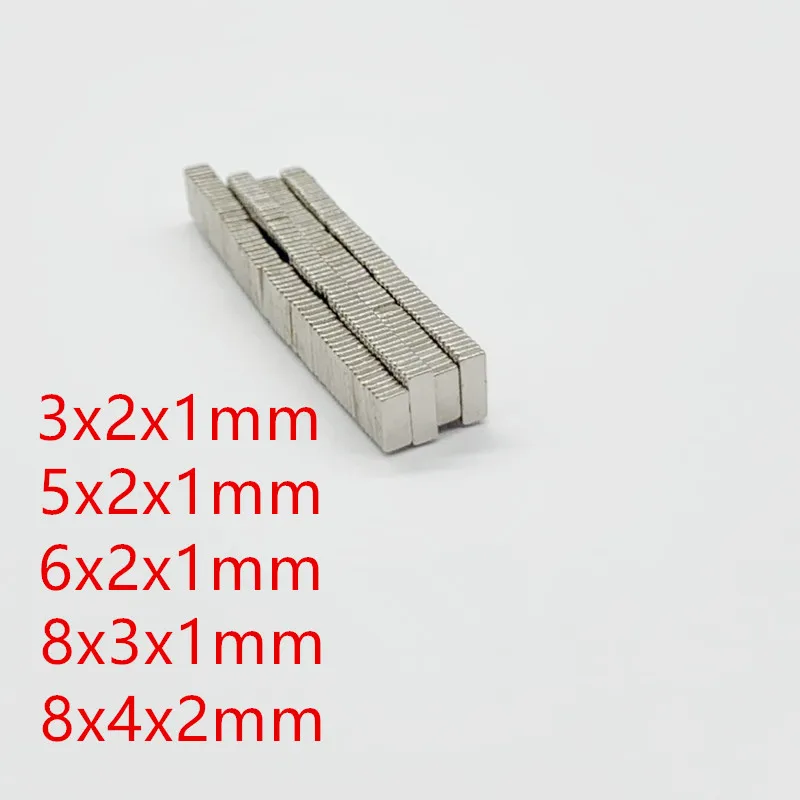 Небольшие квадратные магниты 3/5/6x2x1 8x3x1 8x4x2 N35 Сильный редкоземельный магнит NdFeB 3*2*1