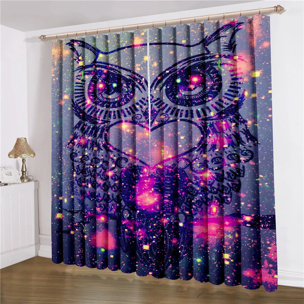

Dream Owl Window Curtains 2 Panels For Living Room Window Treatments 3D Print Colorful Home Curtain For Bedroom Window Drapes