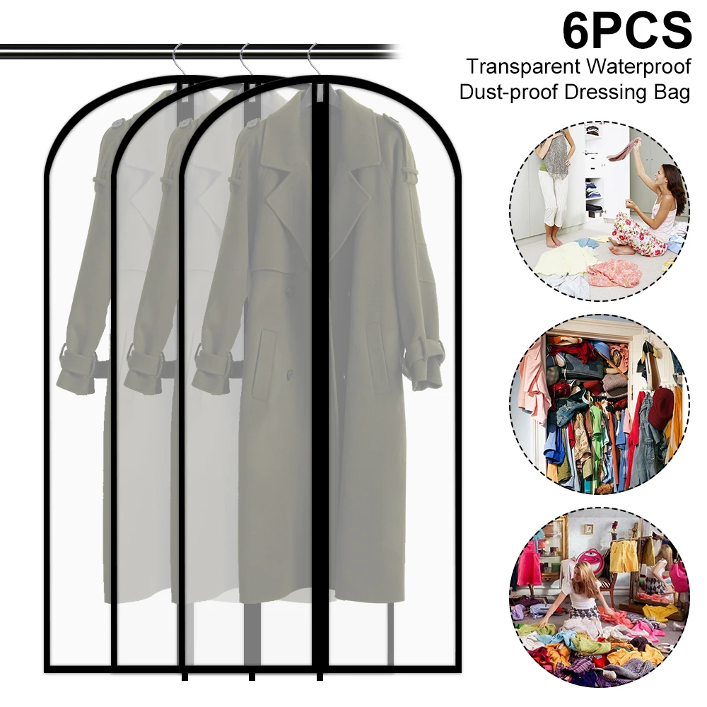 6 шт./компл. чехлы для одежды прозрачная сумка костюма водонепроницаемые сумки