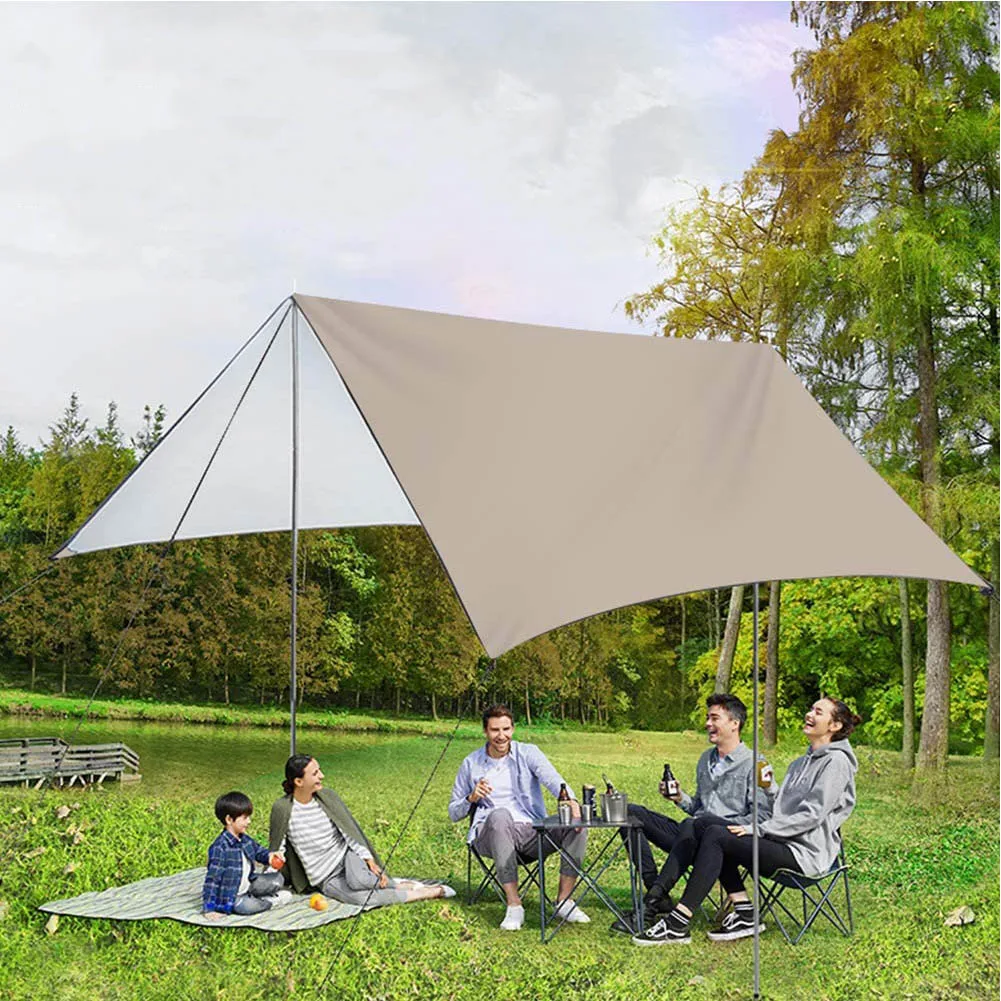 

3m x 3m Outdoor Awning Waterproof Tarp Tent Shade Ultralight Garden Canopy Sunshade Camping Hammock Rain Fly Beach Sun Shelter