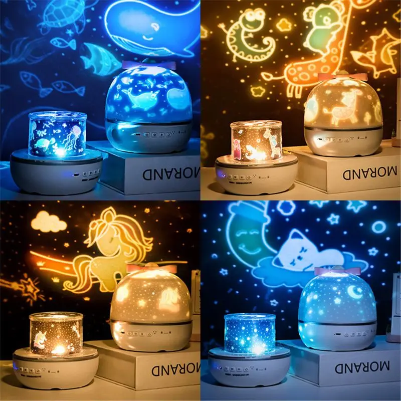 

New 6 Patterns LED Projector Star Moon Night Light Sky Rotating Nightlight R66D