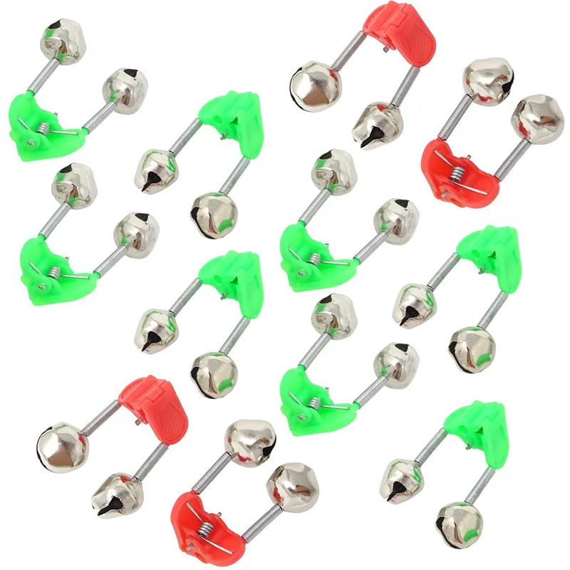 5PCS Fishing Rod Alarm Dual Alert Bells Ring Bite Accessory on Green Red | Спорт и развлечения