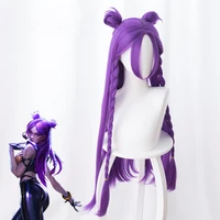 k da league of legends kda girls group lol kasha blue purple braid hair bun cosplay anime wig