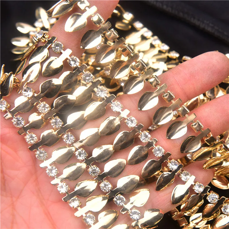 1 ярд/лот сусальное золото Стразы цепочки 5 см Ширина с украшением в виде