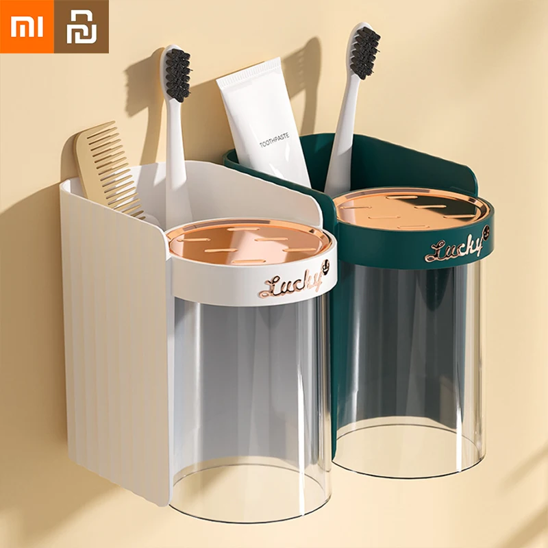 

NEW2022 Xiaomi Youpin Magnetic Suction Cup Toothbrush Holder Brushing Cup Shelf Racks Wall-mounted Set Rack Bathroom