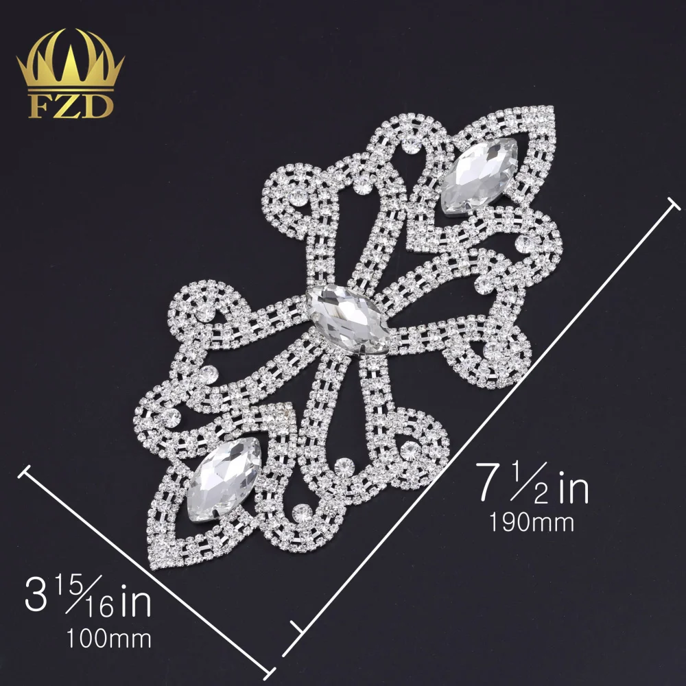 Wholesale 30 Pieces 19*10cm Metal Rhinestones metal trims clear rhinestone applique bridal hair dancing dress hat sewing | Дом и сад