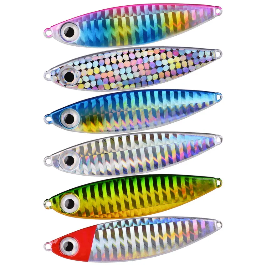 

6pcs/lot Jig Light Metal Bait Wobbler Spinners Spoon Fishing Lure 7g 10g 15g Winter Sea Lures Ice Minnow Squid Bass Pike Tackle