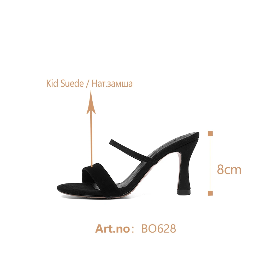 

BESCONE Concise Sandals Women Large Size Custom Wild Fashion Thin Heels Peep Toe Casual Shoes High Heels Women Sandals BO628