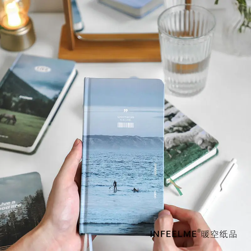 

84 Sheets Vintage Notebook Hardcover Landscape Color Page Thickened Agenda Memo Planner Schedule Diary Scrapbook Notepads