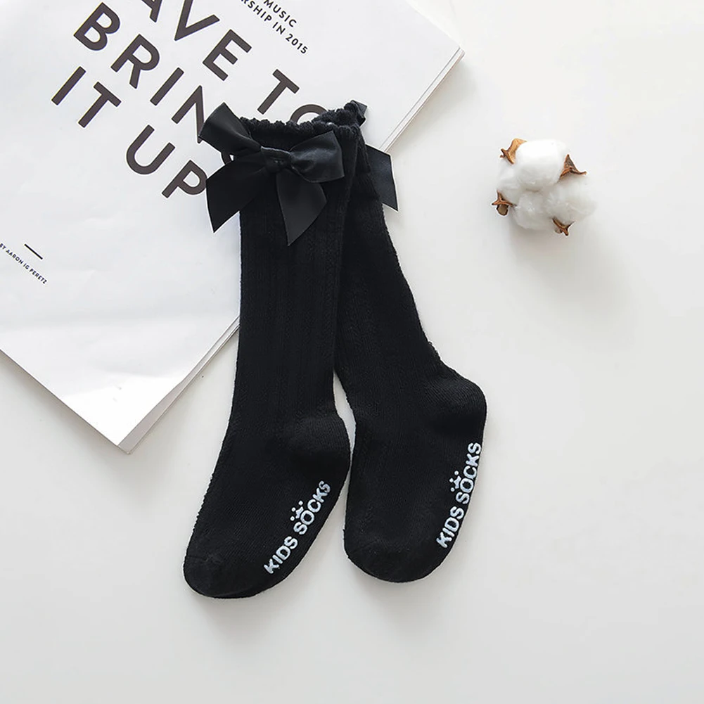 Kids girl cute socks Knee socks High Bow Knot Princess Socks Baby Socks Long Tube Booties Vertical Striped sokken meias 0-4Y