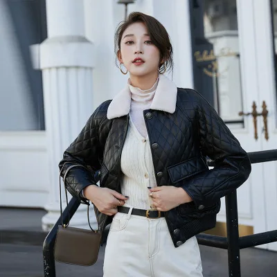 

2020 Women Fashion Genuine Real Sheep Leather Jacket H71