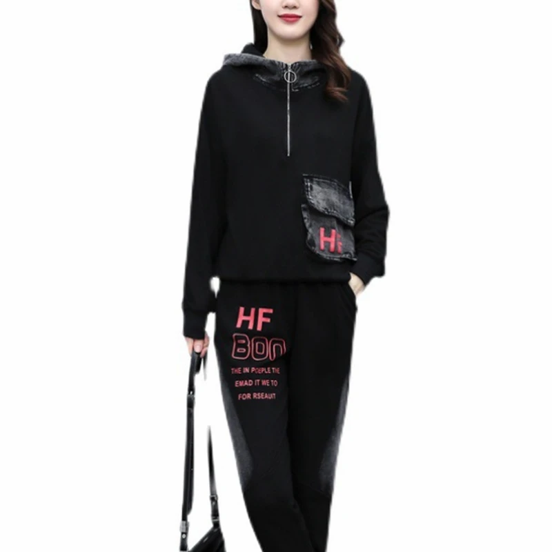 

Two-piece Suit Tracksuit Women Fashion Style Casual Suit Female 2020 Vintage Retro Set Hooded Pullovers