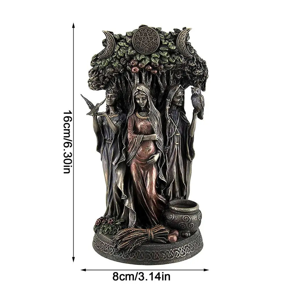 

2021 New Religious Celtic And Dandu Triple Goddess Statue Angels Resin Sculpture Ornaments Desktop Home Decoration Gift