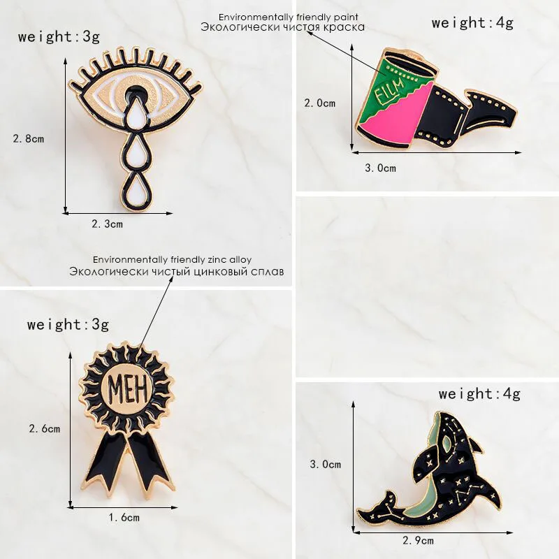 RNG Милая брошь в виде медали с цветком дельфина и чайным глазом Подарочная