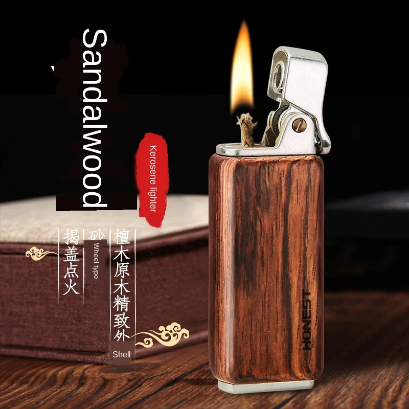 Роскошная брендовая топливная керосиновая Зажигалка красное дерево бензиновая