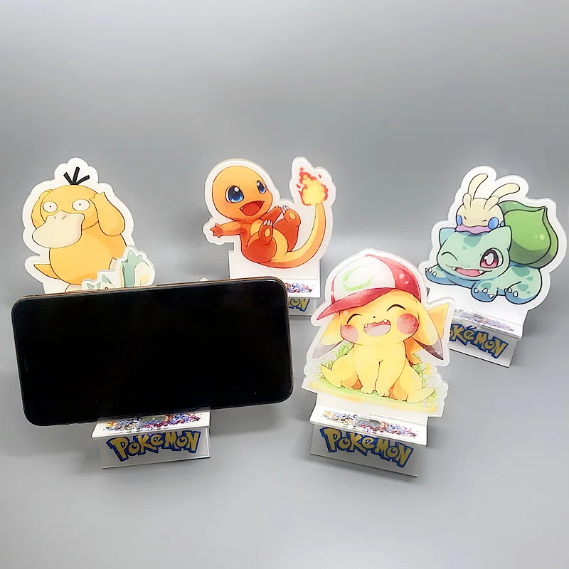 

Pokemon Pikachu Theme Mobile Phone Bracket Birthday party decoration Cute creative Acrylic stand Toys Gifts Desktop Decor
